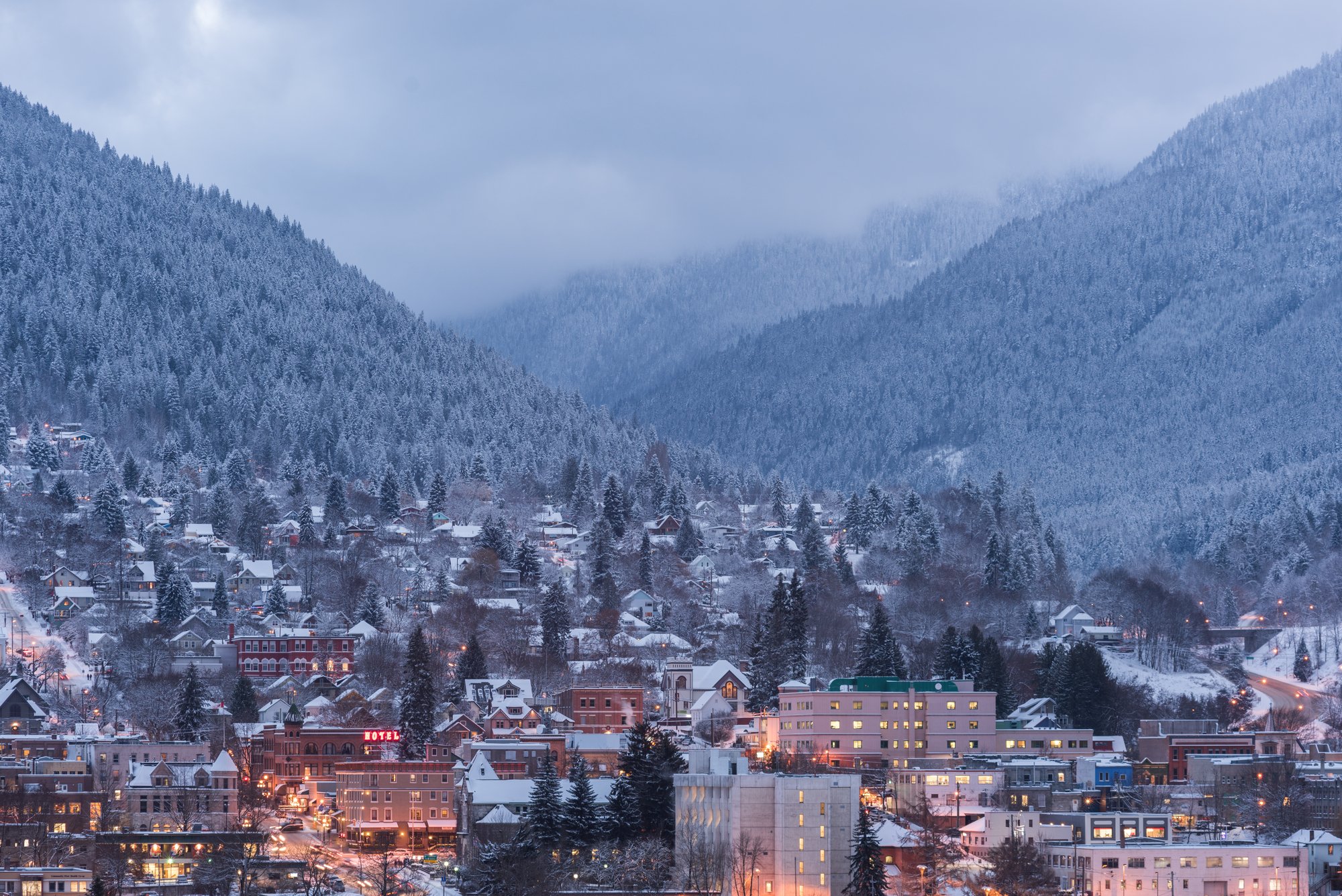 A view of Nelson at dusk from across Kootenay Lake | Kari Medig